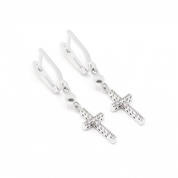 Сережки срібні з фіанітами Хрестики 5150-р