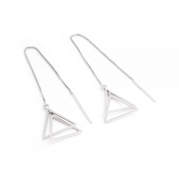 Сережки-протяжки срібні Трикутники 56-303-р
