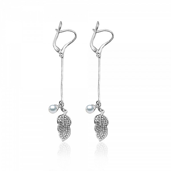 Сережки срібні з перлами та фіанітами 2_5136-р