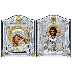 Вінчальна пара ікон Матір Божа Казанська та Ісус Христос Вседержитель E34067/3X 9,5*12,5 см
