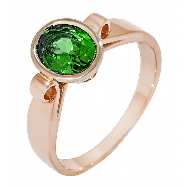 Кольцо золотое с зелёным топазом 102-0102ТпЗ