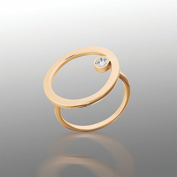 Кольцо золотое с фианитами Геометрия 102-0552