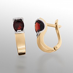 Серьги золотые с гранатом 103-0296Гр