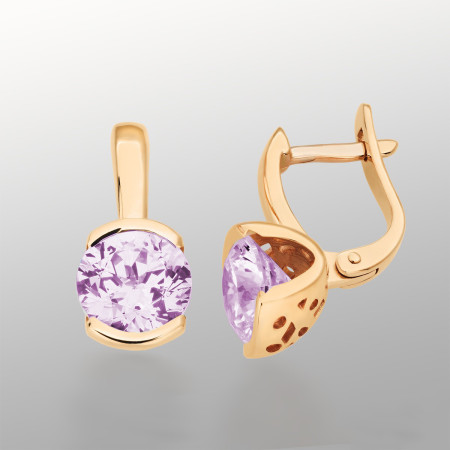 Сережки золоті з аметистом 103-0298Ам
