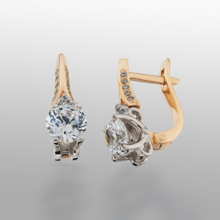 Серьги золотые с фианитами 103-0315