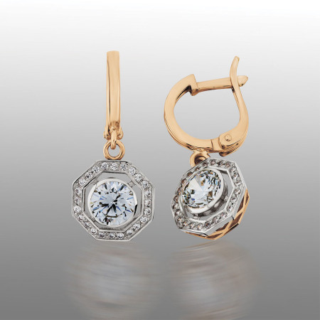 Серьги золотые с фианитами 103-0394