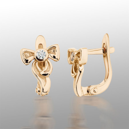 Серьги золотые с фианитами Бантики 103-0408