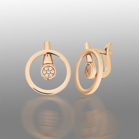 Серьги золотые с фианитами Геометрия 103-0522