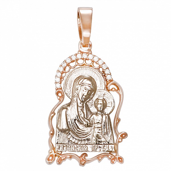 Ладанка золота Матір Божа Казанська з фіанітами 107-1033