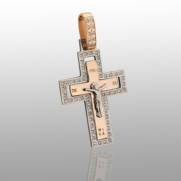 Крестик золотой с фианитами 107-1056