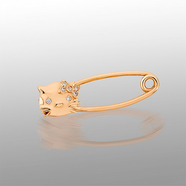 Шпилька золота з фіанітами Hello Kitty 108-0014