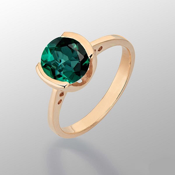 Кольцо золотое с зеленым кварцем 102-0298КвЗ