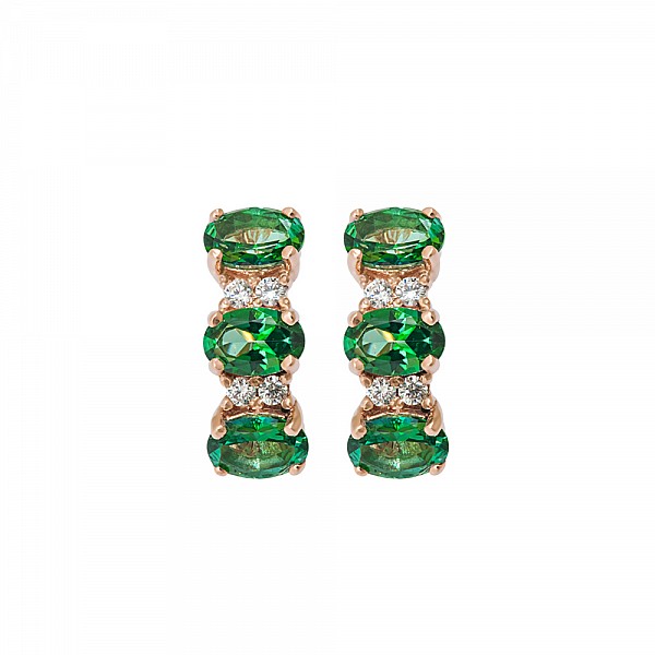 Сережки золоті з зеленими топазами і фіанітами 102-0033ТпЗ