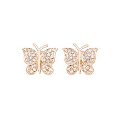 Сережки-пусети (гвоздики) золоті Метелики з фіанітами 103-0064