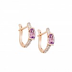 Серьги золотые с аметистом и фианитами 103-0240Ам