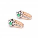 Серьги золотые с изумрудами и бриллиантами 303-0209ДСм