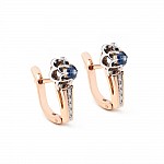 Серьги золотые с сапфирами и бриллиантами 303-0209ДСп