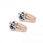 Серьги золотые с сапфирами и бриллиантами 303-0209ДСп