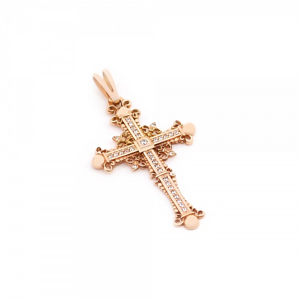 Крестик золотой с фианитами 107-1163