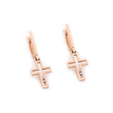 Серьги золотые с фианитами Крестики 103-0377