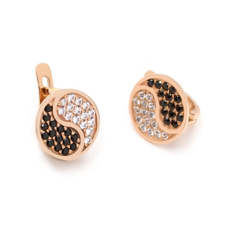 Серьги золотые с фианитами Инь и Ян 103-0890