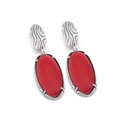 Сережки срібні з коралом 2542