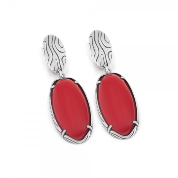 Сережки срібні з коралом 2542