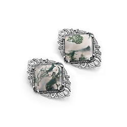 Сережки срібні з моховим агатом 2653