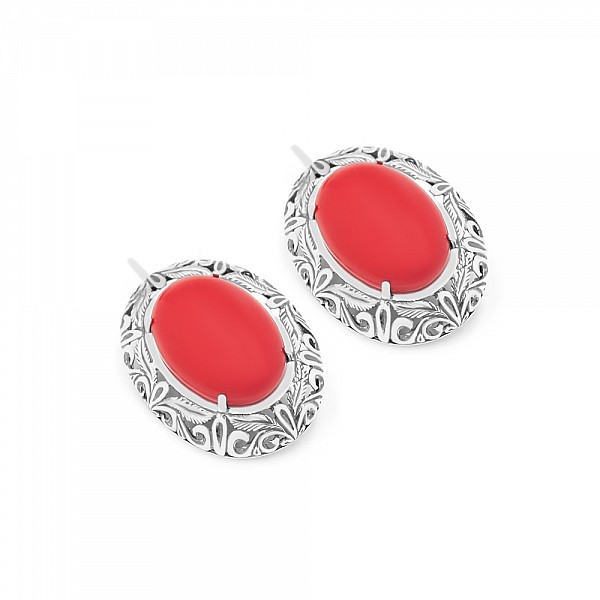 Сережки срібні з коралом 2906