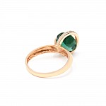 Кольцо золотое с зеленым кварцем и фианитами 1К185КЗ