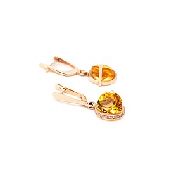 Сережки золоті з цитрином та фіанітами С186Ц