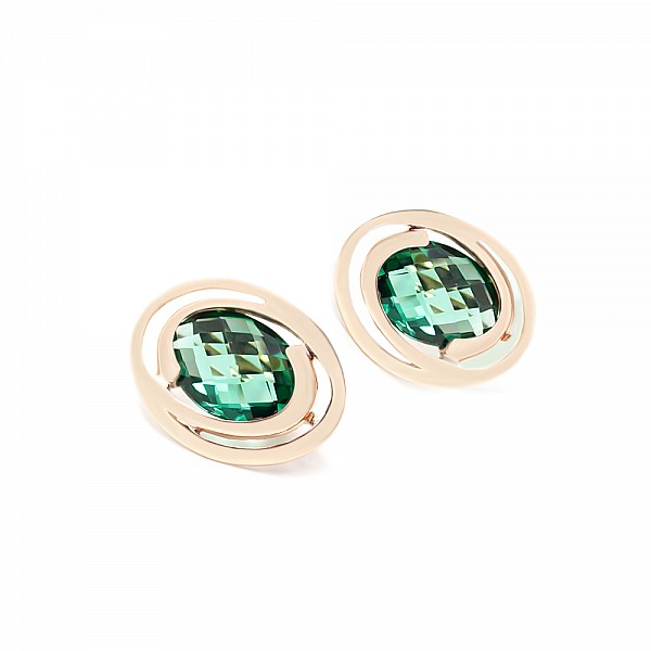 Сережки золоті з зеленим кварцом C239K3
