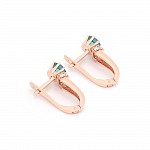 Серьги золотые с зеленым кварцем и фианитами 1С153КЗ
