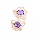 Серьги золотые с аметистом и фианитами 1С221Ам