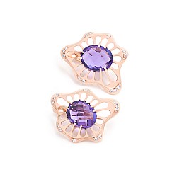 Серьги золотые с аметистом и фианитами 1С221Ам