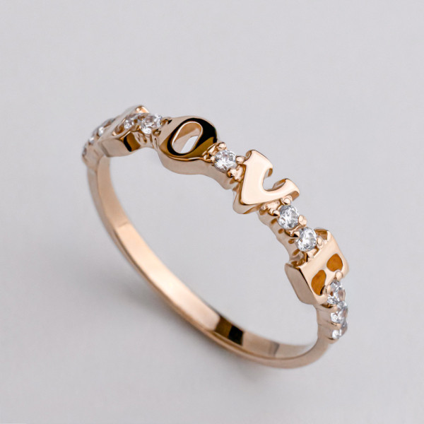 Кольцо золотое с фианитами LOVE 1К21100КЦ