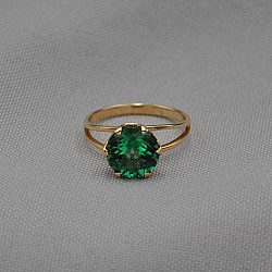 Кольцо золотое с зеленым кварцем 1К029КЗ