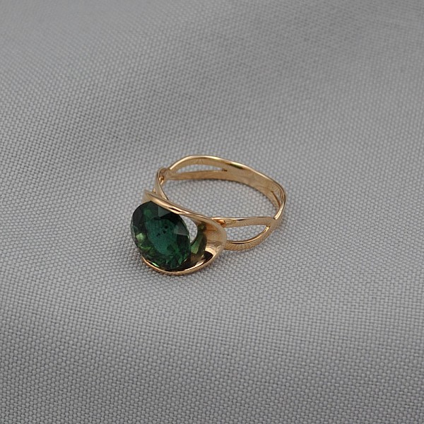 Кольцо золотое с зеленым кварцем 1К224КвЗ