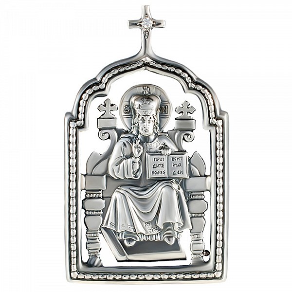 Ікона срібна автомобільна Святий Миколай 2ІА001ч