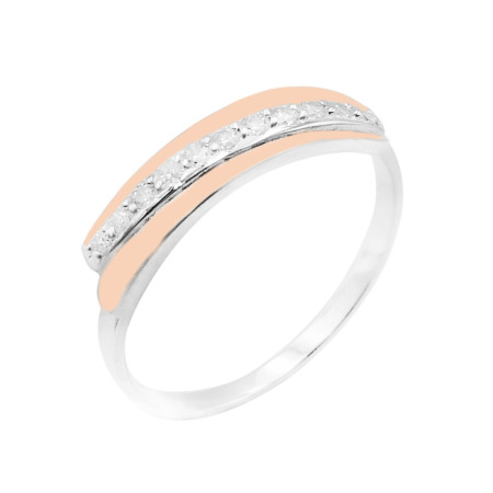 Кольцо серебряное с золотыми вставками и фианитами 221