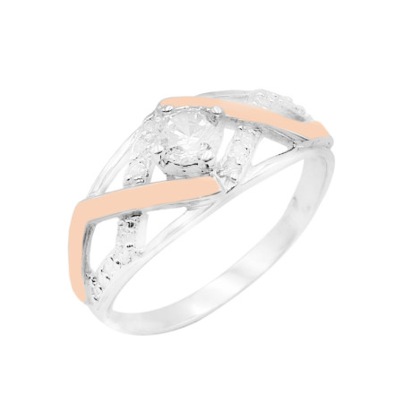 Кольцо серебряное с золотыми вставками и фианитами 222