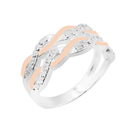 Кольцо серебряное с золотыми вставками и фианитами 225