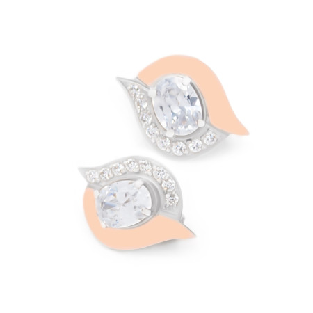 Сережки срібні з золотими вставками та фіанітами 047
