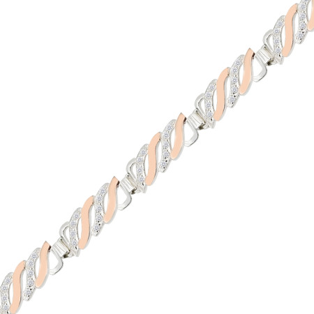 Браслет серебряный с золотыми вставками и фианитами 070