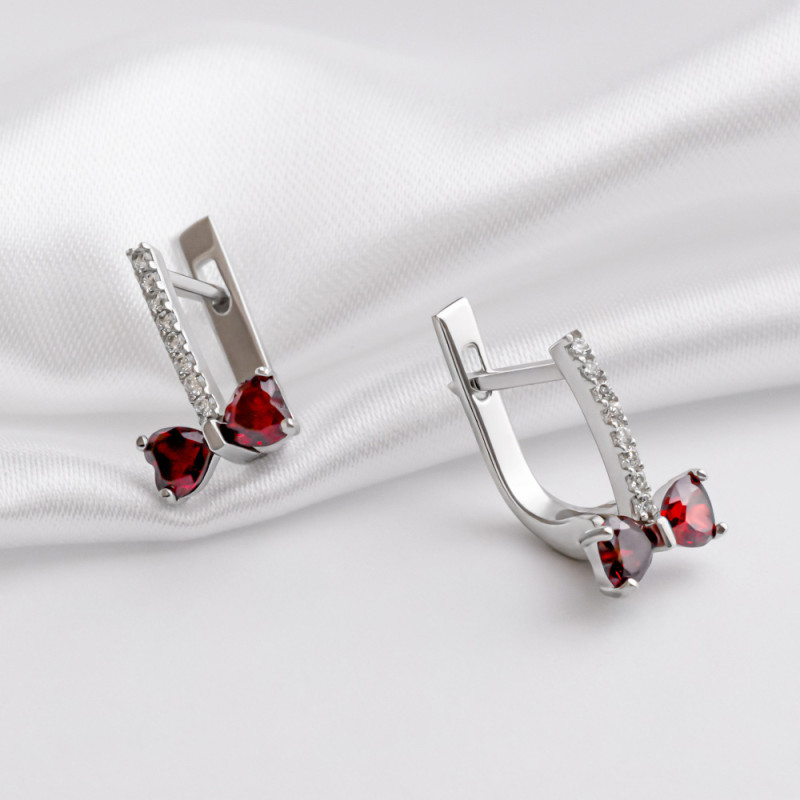 Серьги серебряные с фианитами Бантики 25чер