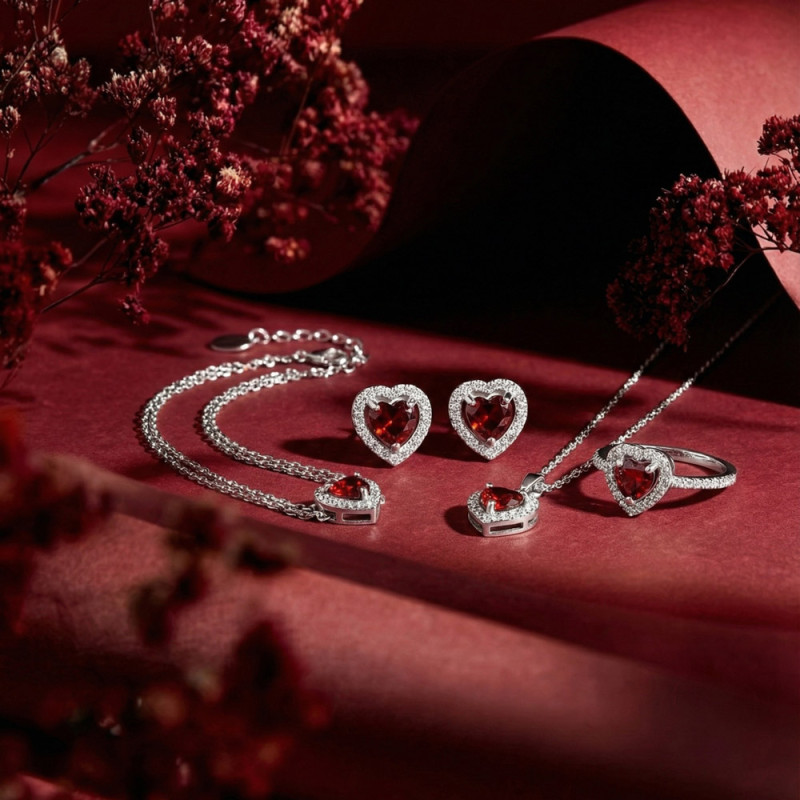 Сережки-пусети (гвоздики) з фіанітами Сердечка 015ДСР чер