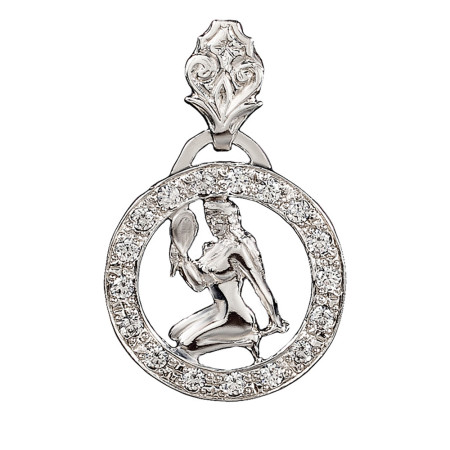 Підвіска срібна Знак Зодіаку Діва з фіанітами 2П008зД