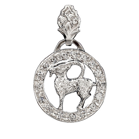 Підвіска срібна Знак Зодіаку Козеріг з фіанітами 2П008зК