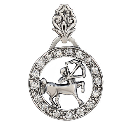 Підвіска срібна Знак Зодіаку Стрілець з фіанітами 2П008зчС