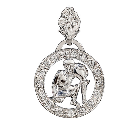 Підвіска срібна Знак Зодіаку Водолій з фіанітами 2П008зВод